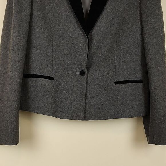 Sasson Gray Wool Blend Velvet Lapel Blazer/Jacket Size 14/15 Vintage - Picture 6 of 12